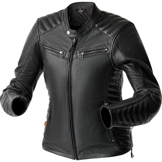 Blouson moto cuir vintage femme RST Roadster Air D3O - Noir