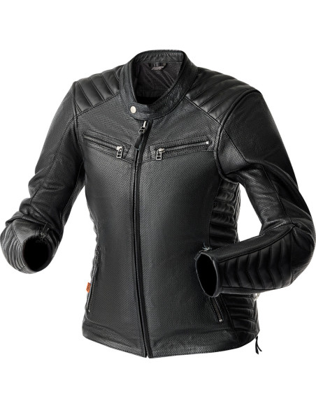 Blouson moto cuir vintage femme RST Roadster Air D3O - Noir