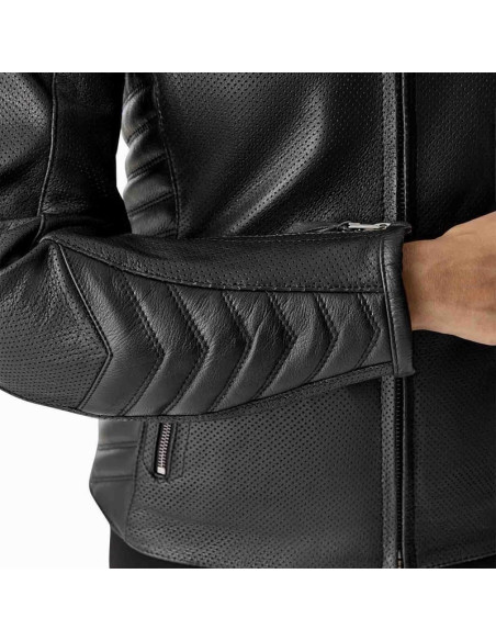 Blouson moto cuir vintage femme RST Roadster Air D3O - Noir