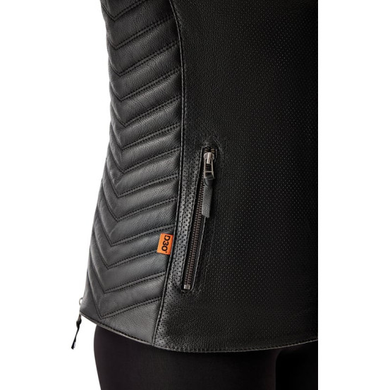 Blouson moto cuir vintage femme RST Roadster Air D3O - Noir