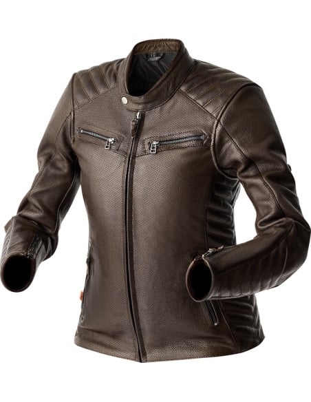 Blouson moto cuir vintage femme RST Roadster Air D3O - Brun