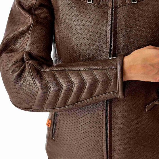 Blouson moto cuir vintage femme RST Roadster Air D3O - Brun