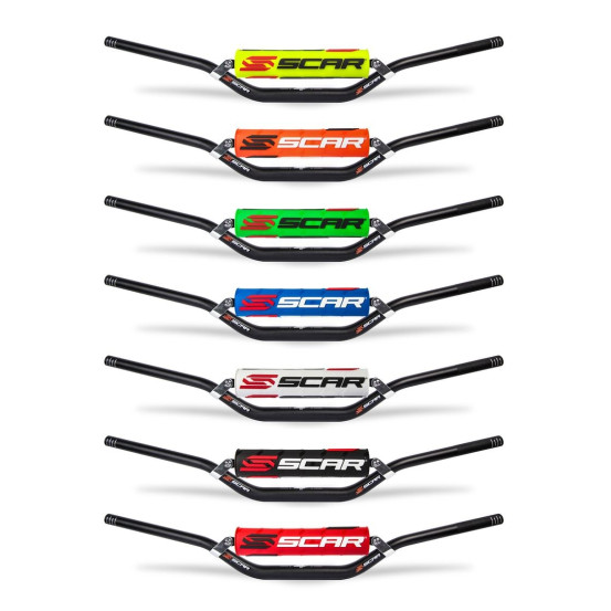 Guidon motocross enduro SCAR S2 haut Noir 22.2mm