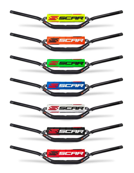 Guidon motocross enduro SCAR S2 haut Noir 22.2mm