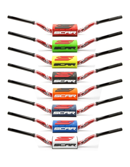 Guidon 28,6mm sans barre SCAR O² Color RC Honda CRF Kawasaki KXF Rouge