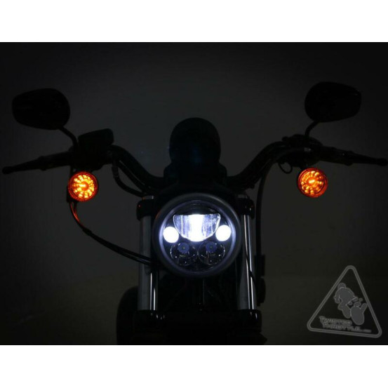Phare DENALI M5 LED diamètre 145mm - Noir/Chrome