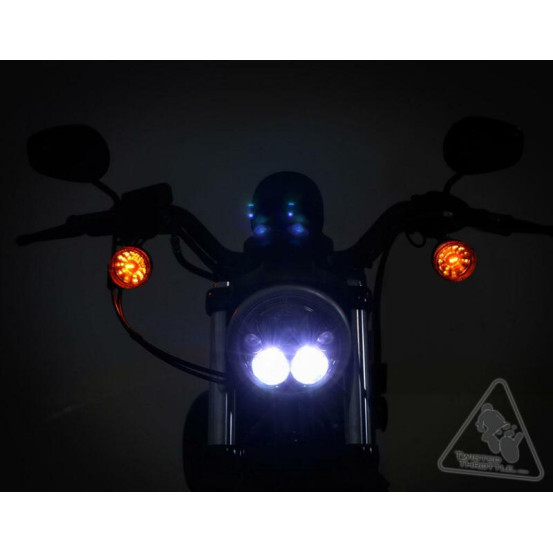 Phare DENALI M5 LED diamètre 145mm - Noir/Chrome