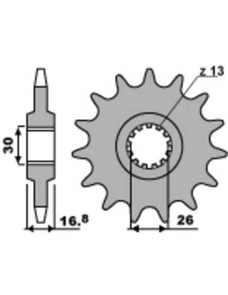 Pignon Acier PBR - Pas 530 - HONDA 750 VFR F, 900 CBR RR,1000 CBR,RR