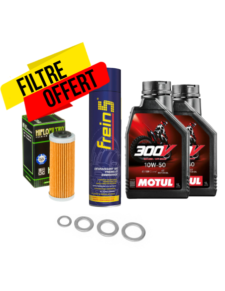 Pack vidange KTM SX-F EXC-F Husqvarna FC FE 10W50 Motul 300V