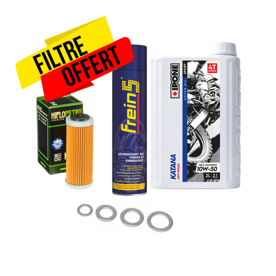 Pack vidange KTM SX-F EXC-F Husqvarna FC FE 10W50 Ipone Katana