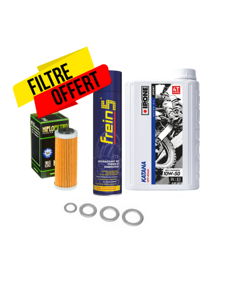 Pack vidange KTM SX-F EXC-F Husqvarna FC FE 10W50 Ipone Katana