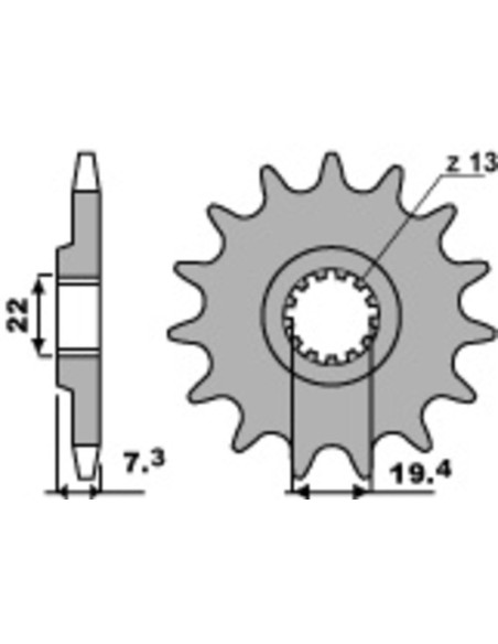 Pignon Acier PBR SUZUKI 250 DR S 1982-1987/GN 1982-1999/400 GN 1980-1982