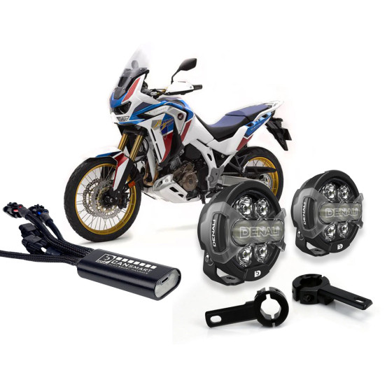 Pack éclairage feux additionnels led DENALI D7 Pro CANsmart supports pare-carter HONDA Africa Twin 1100/Adventure 2020-2025
