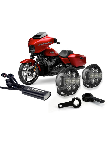 Pack éclairage feux additionnels led DENALI D7 Pro CANsmart supports pare-carter HARLEY DAVIDSON