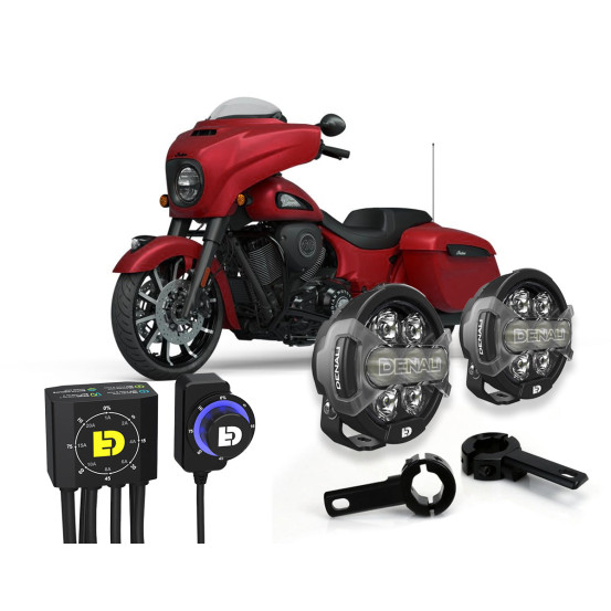 Pack éclairage feux additionnels led DENALI D7 PRO avec contrôleur DialDim INDIAN Chieftain - Pursuit - Challenger