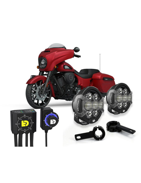 Pack éclairage feux additionnels led DENALI D7 PRO avec contrôleur DialDim INDIAN Chieftain - Pursuit - Challenger