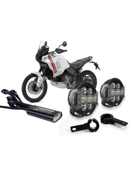 Pack éclairage feux additionnels led DENALI D7 Pro CANsmart supports pare-carter DUCATI Desert X 2023 - Multistrada V4