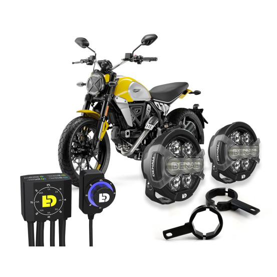 Pack éclairage feux additionnels led DENALI D7 PRO avec contrôleur DialDim DUCATI Scrambler 800 2015-2025 / 1100 2018-2025