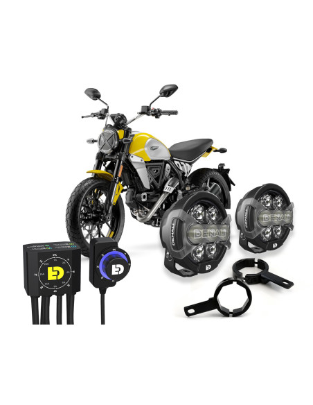 Pack éclairage feux additionnels led DENALI D7 PRO avec contrôleur DialDim DUCATI Scrambler 800 2015-2025 / 1100 2018-2025