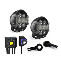 Pack éclairage feux additionnels led DENALI D7 PRO avec contrôleur DialDim et supports pare-carter universel