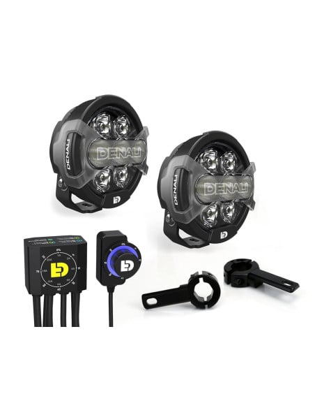 Pack éclairage feux additionnels led DENALI D7 PRO avec contrôleur DialDim et supports pare-carter universel