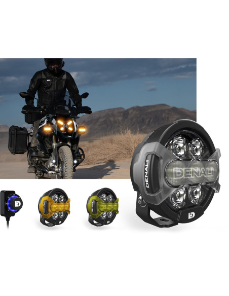 Pack éclairage feux additionnels led DENALI D7 PRO avec contrôleur DialDim et supports pare-carter universel