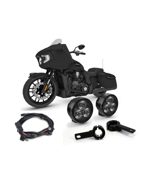 Pack éclairage feux additionnels led DENALI D3 supports pare-carter INDIAN Chieftain - Pursuit - Challenger