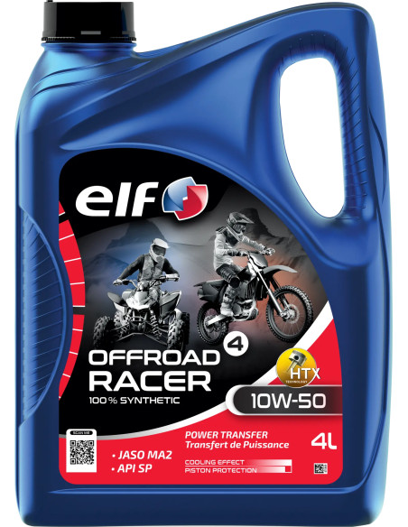 Huille moteur 10W50 ELF Off Road 4 RACER 100% synthétique - 4 litres