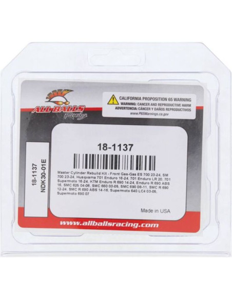 Kit réparation de maitre cylindre de frein avant ALL BALLS - GAS GAS / HUSQVARNA / KTM
