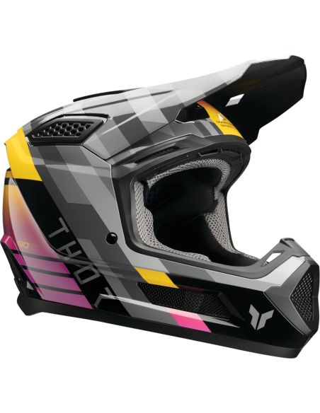Casque cross Thor Fleet Camber - Noir Gros Rose Orange
