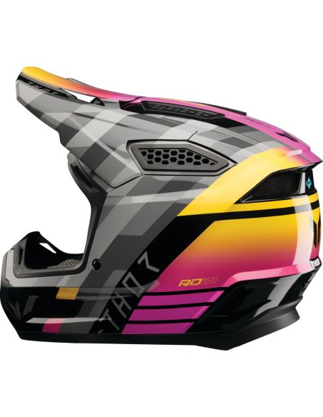 Casque cross Thor Fleet Camber - Noir Gros Rose Orange