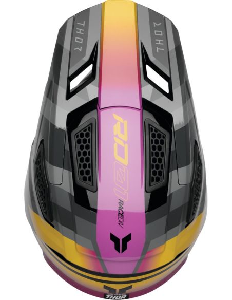 Casque cross Thor Fleet Camber - Noir Gros Rose Orange