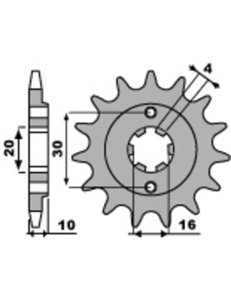 Pignon Acier PBR 125 Mito EV 1993-2004