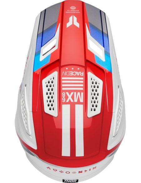 Casque cross Thor Fleet Defy - Blanc Rouge Bleu