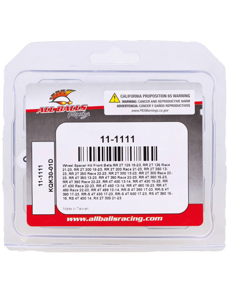 Entretoises de roue avant ALL BALLS - BETA RC 4T 450 2025 / RR 2T 125 2019-2024 / RR 2T 125 Race 2021-2025