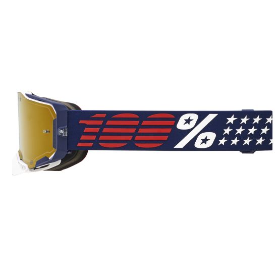 Pack de 2 masques cross 100% ARMEGA Patriot Blanc Marine - Ecran Iridium Or