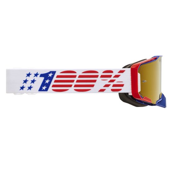 Pack de 2 masques cross 100% ARMEGA Patriot Blanc Marine - Ecran Iridium Or