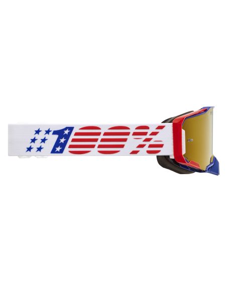 Pack de 2 masques cross 100% ARMEGA Patriot Blanc Marine - Ecran Iridium Or