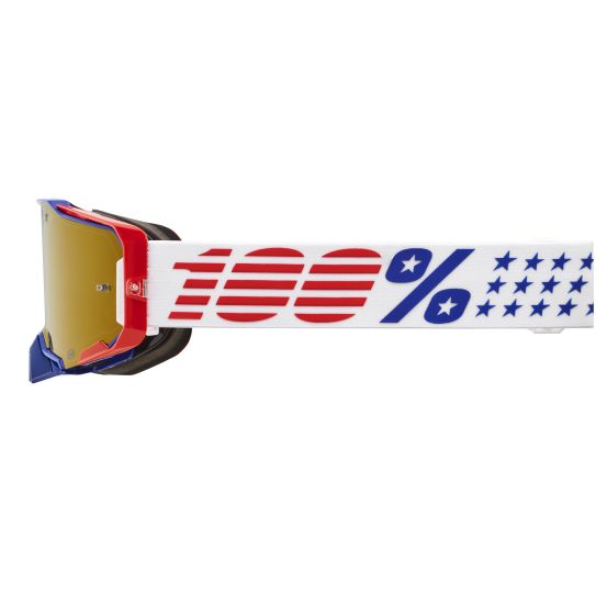 Pack de 2 masques cross 100% ARMEGA Patriot Blanc Marine - Ecran Iridium Or