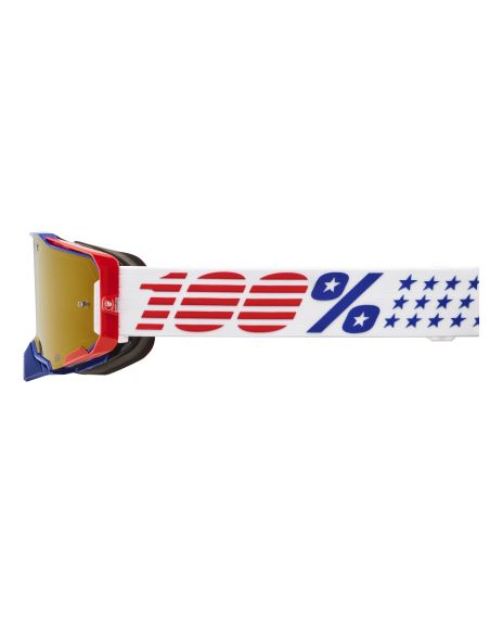 Pack de 2 masques cross 100% ARMEGA Patriot Blanc Marine - Ecran Iridium Or