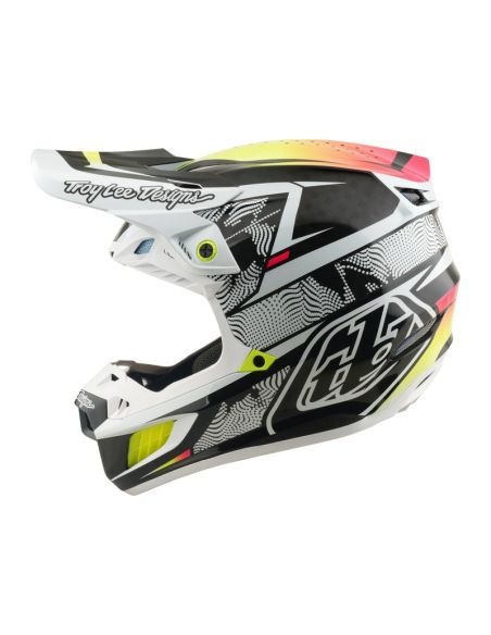 Casque cross Troy Lee Designs 2026 SE5 Carbon Lined Up - Blanc