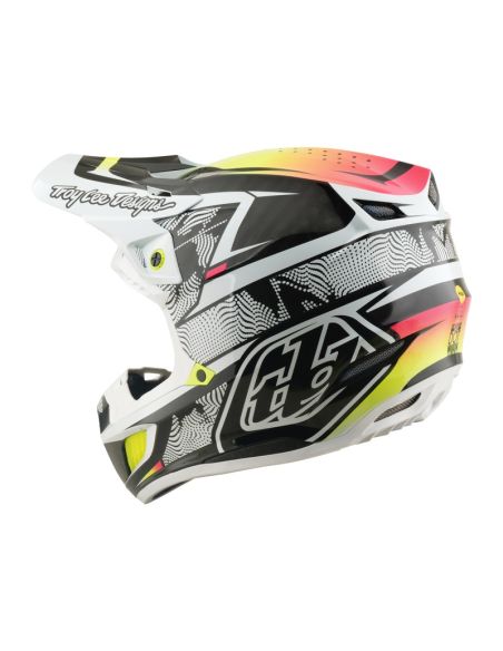 Casque cross Troy Lee Designs 2026 SE5 Carbon Lined Up - Blanc