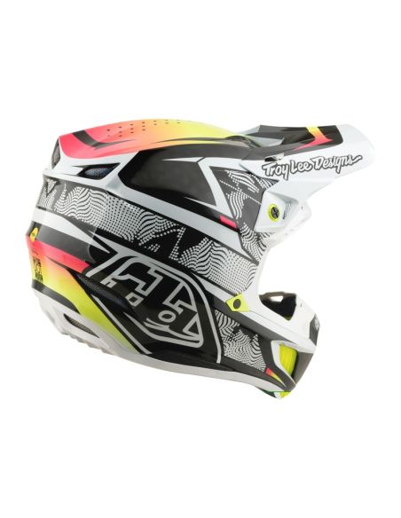 Casque cross Troy Lee Designs 2026 SE5 Carbon Lined Up - Blanc