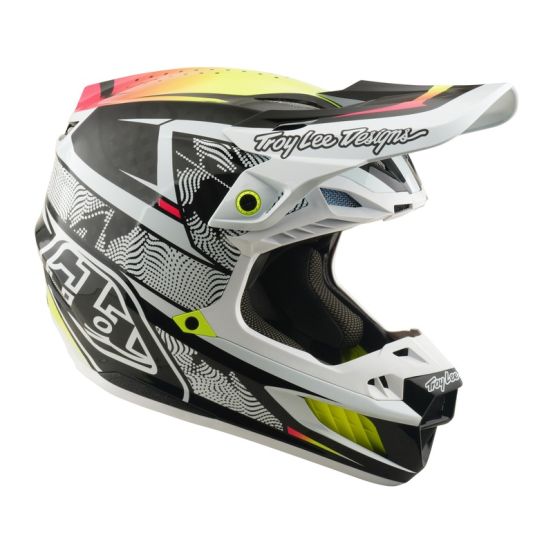 Casque cross Troy Lee Designs 2026 SE5 Carbon Lined Up - Blanc