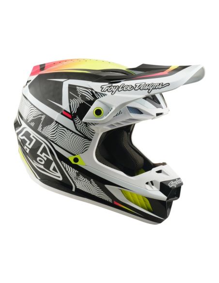 Casque cross Troy Lee Designs 2026 SE5 Carbon Lined Up - Blanc