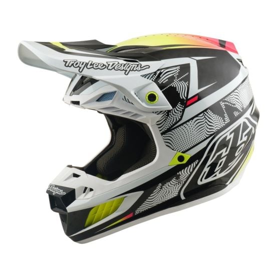 Casque cross Troy Lee Designs 2026 SE5 Carbon Lined Up - Blanc