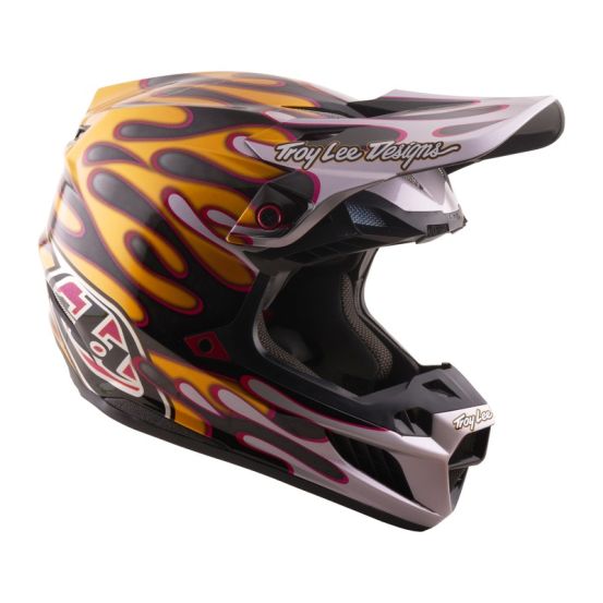 Casque cross Troy Lee Designs 2026 SE5 Carbon Overspray - Noir Or