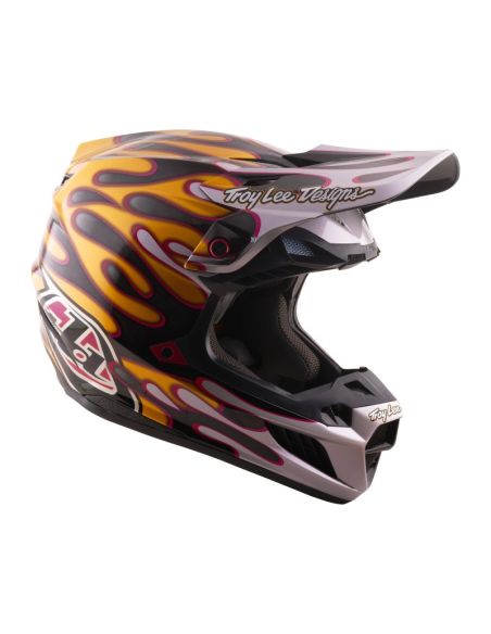 Casque cross Troy Lee Designs 2026 SE5 Carbon Overspray - Noir Or