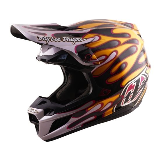Casque cross Troy Lee Designs 2026 SE5 Carbon Overspray - Noir Or