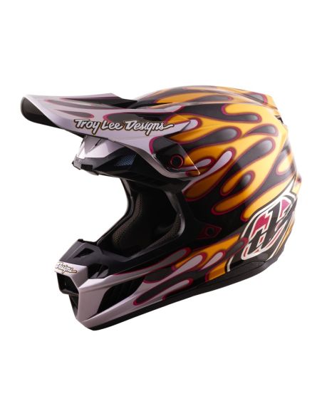 Casque cross Troy Lee Designs 2026 SE5 Carbon Overspray - Noir Or